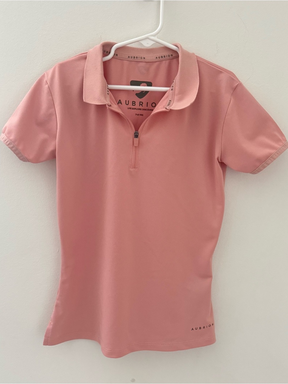 Aubrion Pink Polo Zip-Up Top Kids Girls 7-8 Years